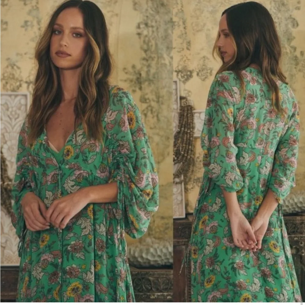 Free People Earthfolk Floral Maxi Dress in Green Combo - Picture 8 of 16